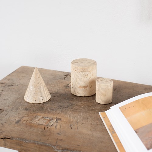 Lidded Travertine Pots For Studio Smania, Italy C1970 (Individually Priced)