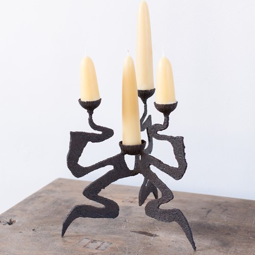 Brutalist Spanish Iron Candelabra C1960