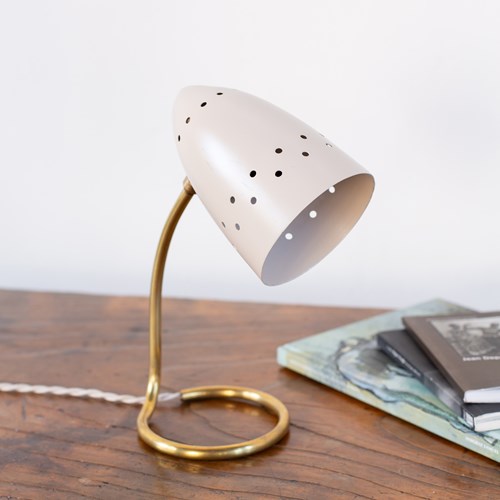 Petite Brass And Spun Aluminium Table Lamp Attributed To Rupert Nikoll