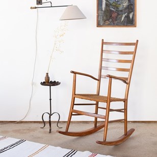 Italian Beechwood Rocking Chair Wit...