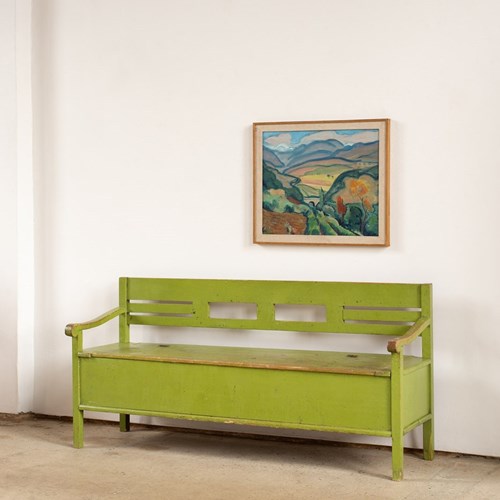 Carpathian Box Bench With Original Paint, C1920