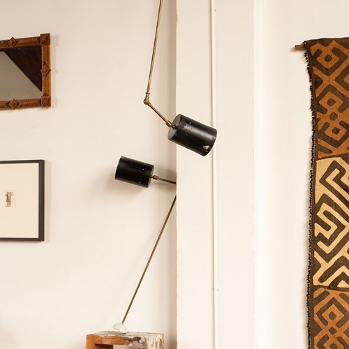 Pair Of 1950S Brass And Metal Ceiling Lights