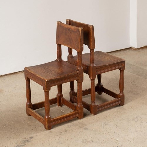 Pair Of 19Th-Century Swedish Oak Hall Chairs
