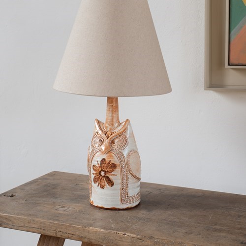 British Studio Pottery Table Lamp Of An Owl, C1970
