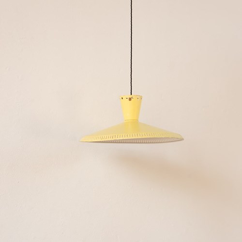A 1950S Sherbert Lemon Italian Ceiling Pendant In Spun Aluminium