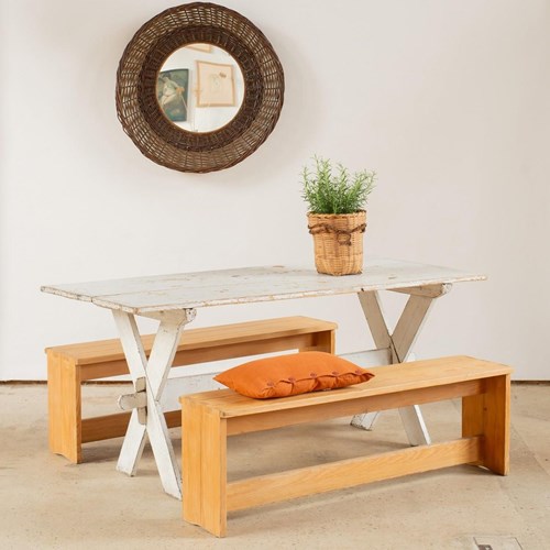 French Solid Pine Bench C1960