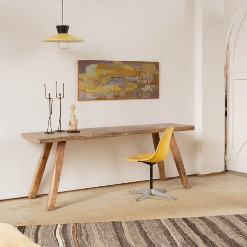 Large Oak Stick Leg Console