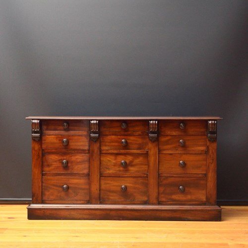 William IV Low Mahogany Chest Of Drawers
