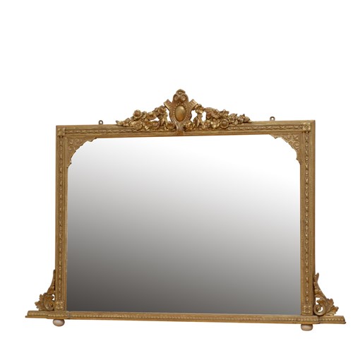 Victorian Giltwood Overmantel Mirror H98cm