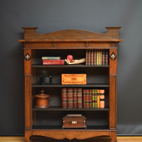 Arts And Crafts Solid Oak Open Bookcase C1900