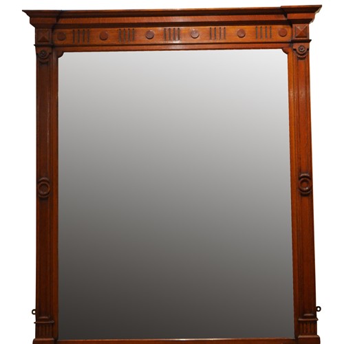 Large Victorian Oak Wall Mirror H158cm