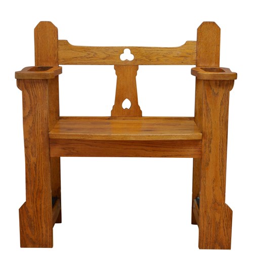 Stylish Arts And Crafts Oak Bench Of Narrow Proportions