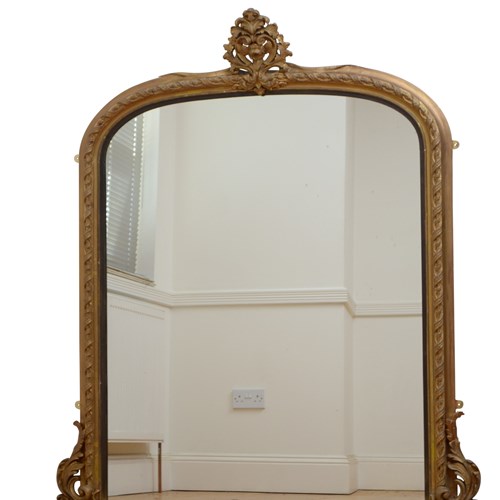 A Large 19Th Century Gilded Wall Mirror H155cm