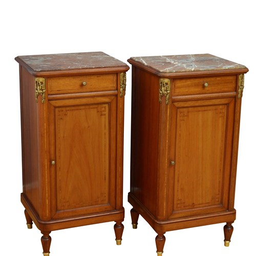 Pair Of Turn Of The Century Bedside Cabinets In Mahogany