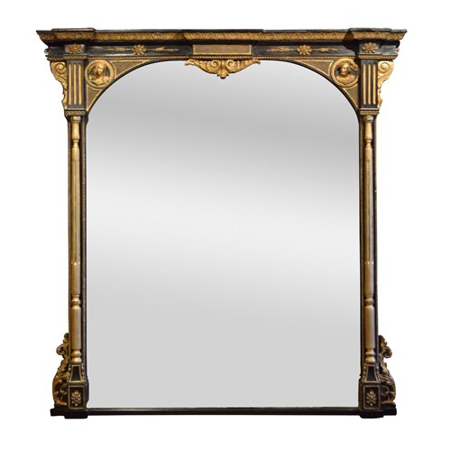 Extra Large English Victorian Overmantel Mirror H164cm