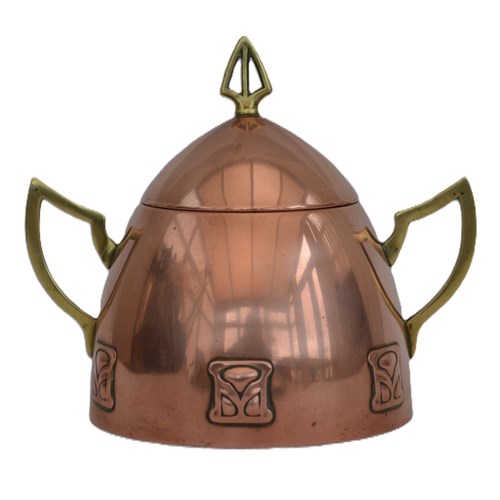 WMF Art Nouveau Sugar Bowl Copper Plated, Secession C1900s