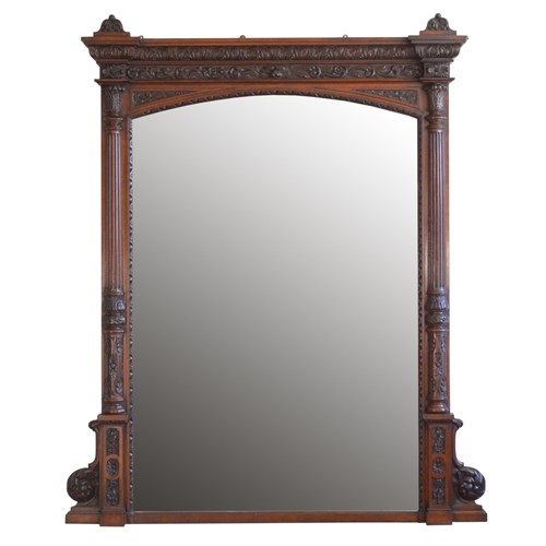 Monumental Oak Overmantle Mirror / Floor Standing Mirror H200cm