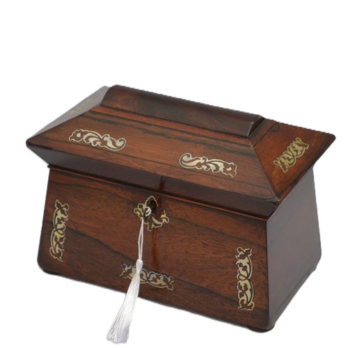 Regency Rosewood Sarcophagus Jewellery Box Tea Caddy