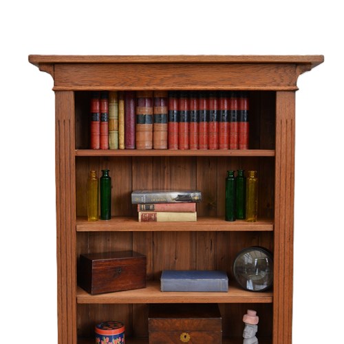 Arts And Crafts Solid Oak Open Bookcase