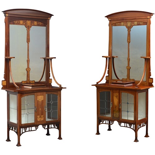 Unique Pair of Art Nouveau Cabinets 
