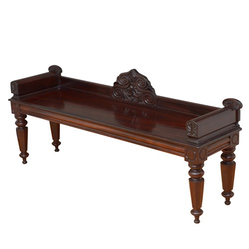 Large William IV Mahogany Hall Seat Bench