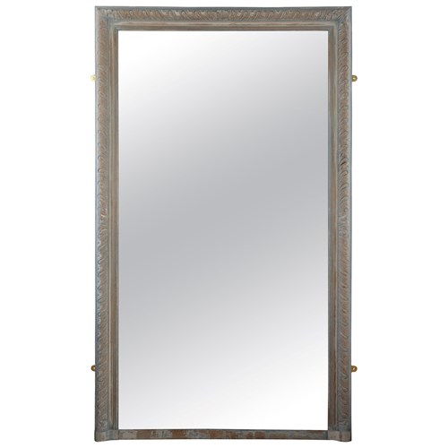 Tall Antique Oak Leaner Mirror / Pier Mirror H174cm