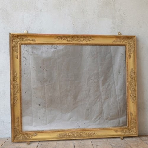 French Restoration Giltwood Wall Mirror With Mythological & Floral Carvings 