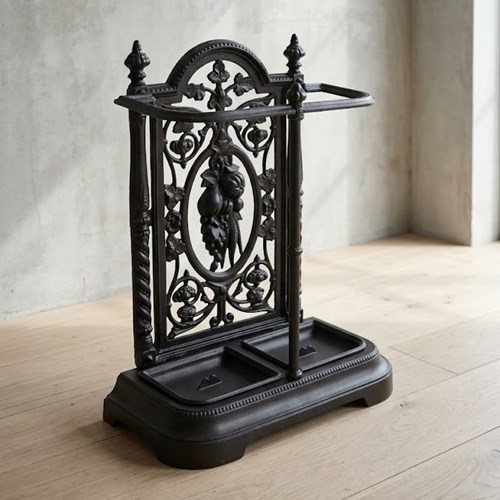 Black Antique Umbrella Stand - Victorian Cast Iron