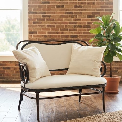Authentic Thonet Sofa Aesthetic Movement Ebonised Settee With Scatter Cushions