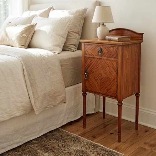 Antique English Bedside Cupboard Nightstand In Satinwood