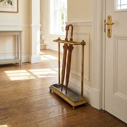 Victorian Brass D Shaped Walking Stick Stand Umbrella Stand