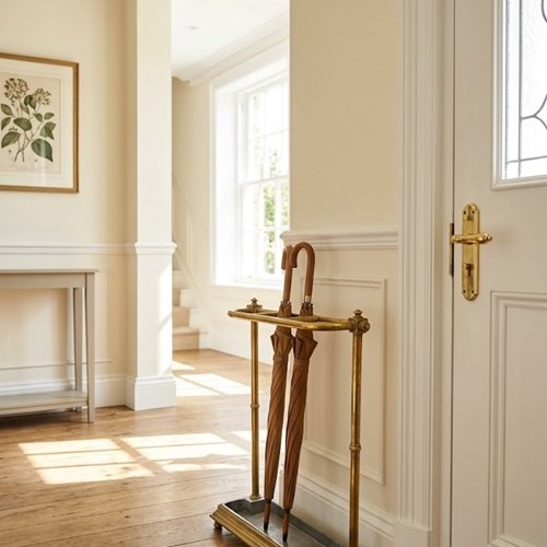 Victorian Brass D Shaped Walking Stick Stand Umbrella Stand