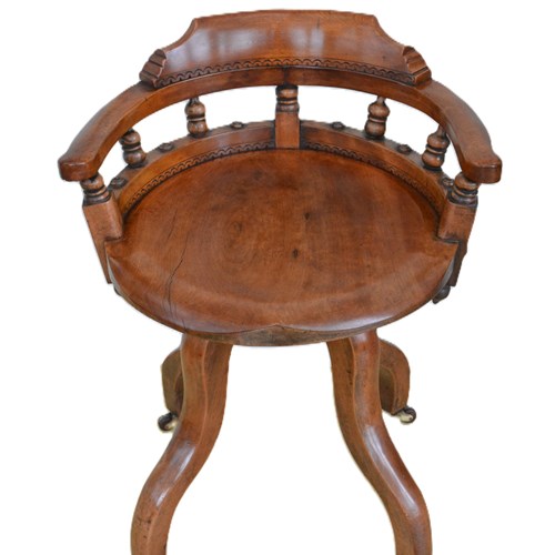 Aesthetic Movement Walnut Swivelling Office Chair In Good Condition