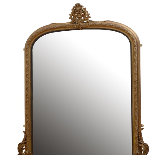 Antique Gilded Overmantel Mirror Arched Wall Mirror H155cm
