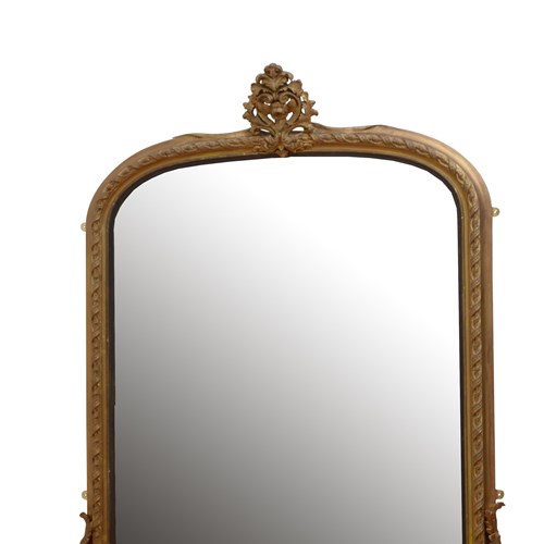 Antique Gilded Overmantel Mirror Arched Wall Mirror H155cm