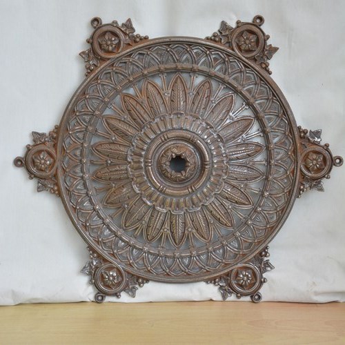 Antique Victorian Cast Iron Ceiling Rose With Feather And Ivy Decoration