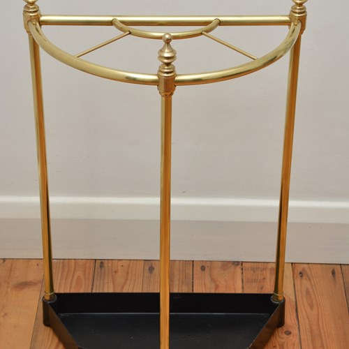 Unusual Brass Umbrella Stand Demi Lune
