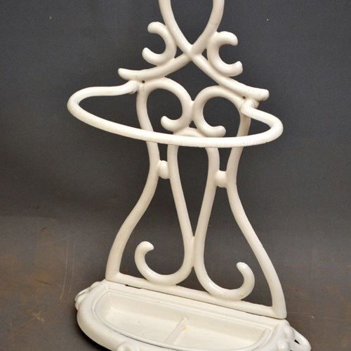 White Art Nouveau Enamelled Umbrella Stand
