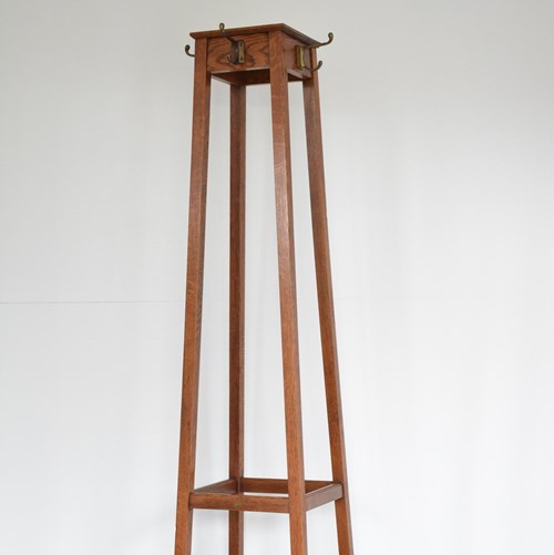 English Arts And Crafts Solid Oak Coat Stand By Astrola