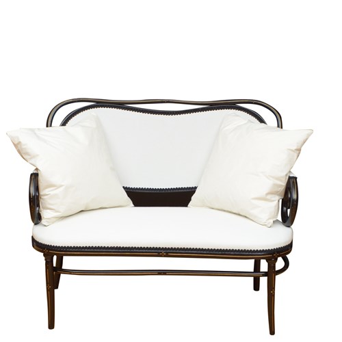 Authentic Thonet Sofa Aesthetic Movement Ebonised Settee With Scatter Cushions