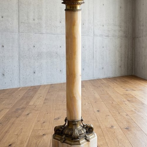19Th Century Empire Onyx Column With Ormolu Collar