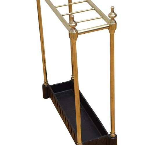 Narrow Brass Umbrella Stand With Dog Tooth Base