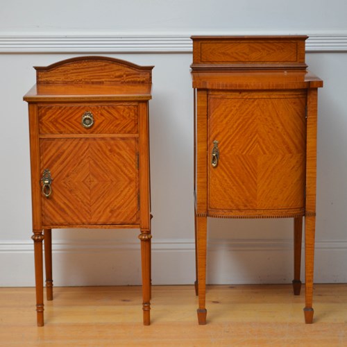 Two Edwardian Satinwood Bedside Cabinets Bedside Cupboards