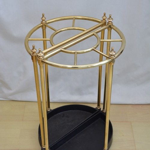 Pair Of Early 20Th Century Brass Umbrella Stands, Demi Lune Design
