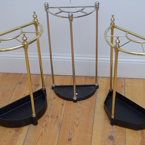 English Brass Demi Lune Stick Stand Umbrella Stand