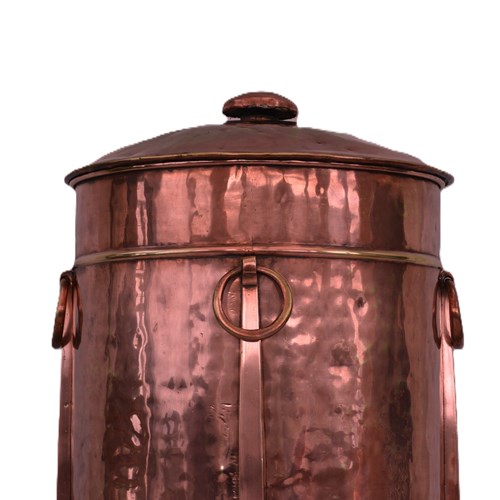 English Arts And Crafts Copper Coal Bin Log Bucket C1900s