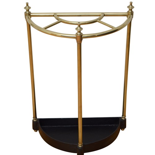 English Brass Demi Lune Umbrella Stand