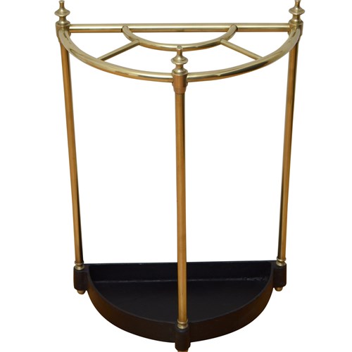 English Brass Demi Lune Stick Stand Umbrella Stand Walking Stick Stand