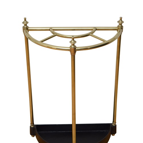 English Brass Demi Lune Stick Stand Umbrella Stand Walking Stick Stand