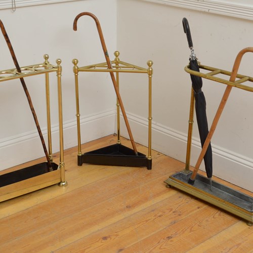 Victorian Brass D Shaped Walking Stick Stand Umbrella Stand